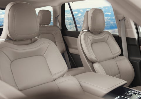 The interior of a 2024 Lincoln Aviator® SUV in the Sandstone interior color | Vista Lincoln Woodland Hills in Woodland Hills CA