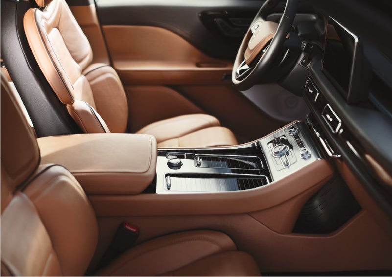 A 2023 Lincoln Aviator® Black Label model is shown in the Flight interior theme | Vista Lincoln Woodland Hills in Woodland Hills CA