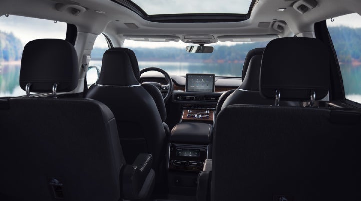 The interior of a 2024 Lincoln Aviator® SUV from behind the second row | Vista Lincoln Woodland Hills in Woodland Hills CA