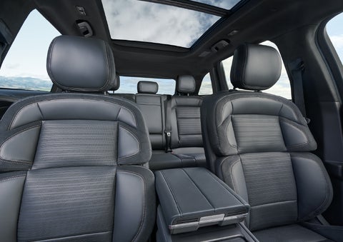 The spacious second row and available panoramic Vista Roof® is shown. | Vista Lincoln Woodland Hills in Woodland Hills CA