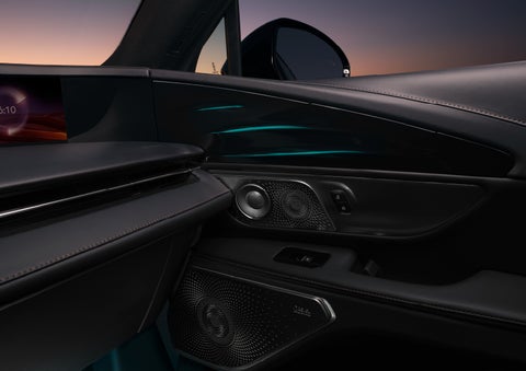 Selectable ambient lighting glows in the passenger door panel. | Vista Lincoln Woodland Hills in Woodland Hills CA