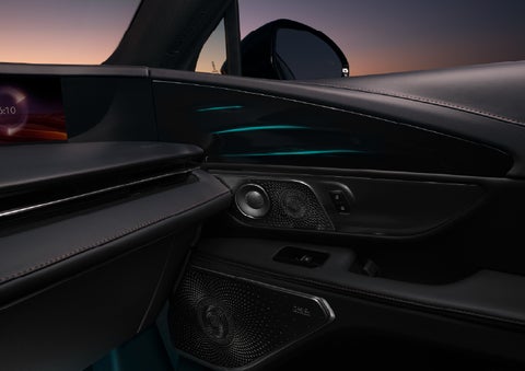 Selectable ambient lighting glows in the passenger door panel. | Vista Lincoln Woodland Hills in Woodland Hills CA